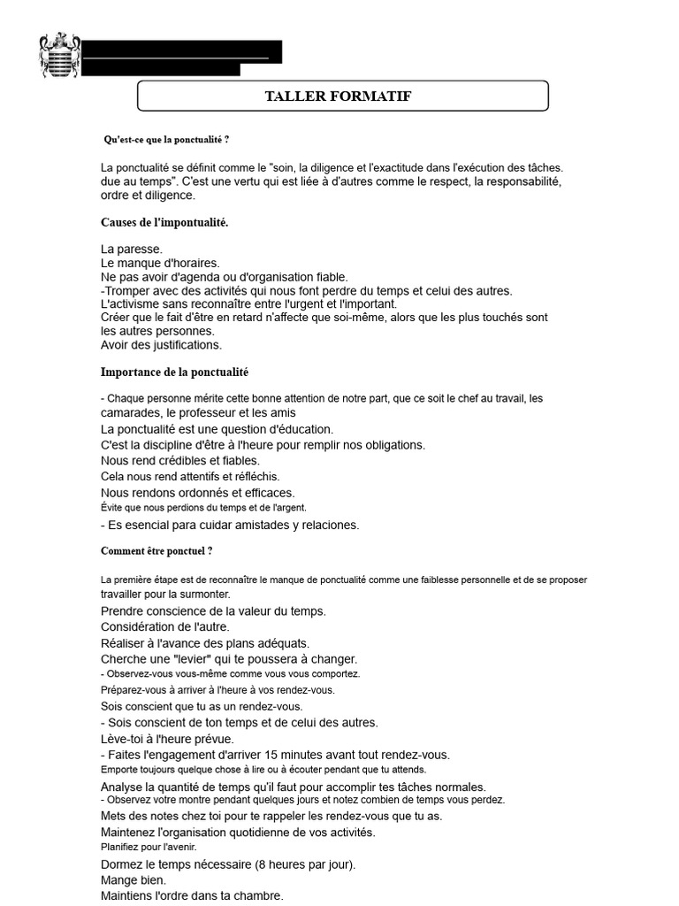 Importance et stratégies de la ponctualité | PDF