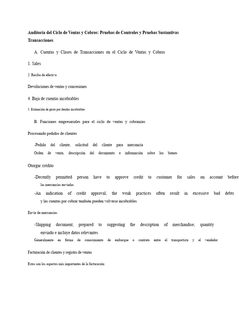 Auditoría Del Ciclo de Ventas y Cobros | PDF | Business