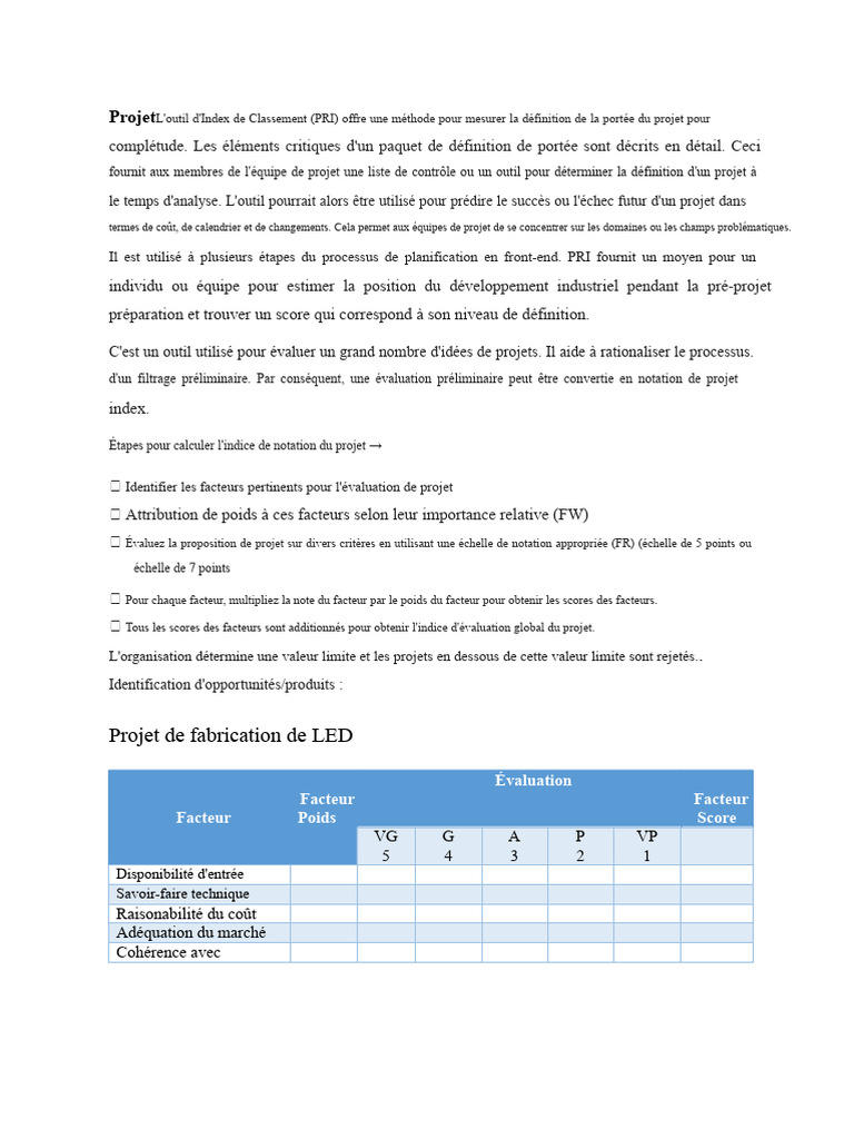 Outil PRI pour évaluer la portée des projets | PDF | Planification