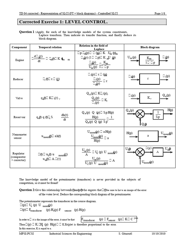 Level Regulation Corrected | PDF | Velocity | Applied Mathematics