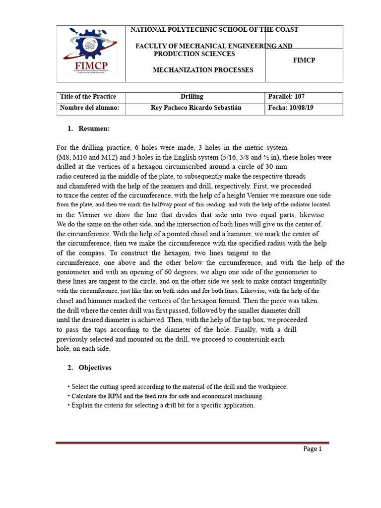 Practice 4 - Drill | PDF | Drill | Drilling