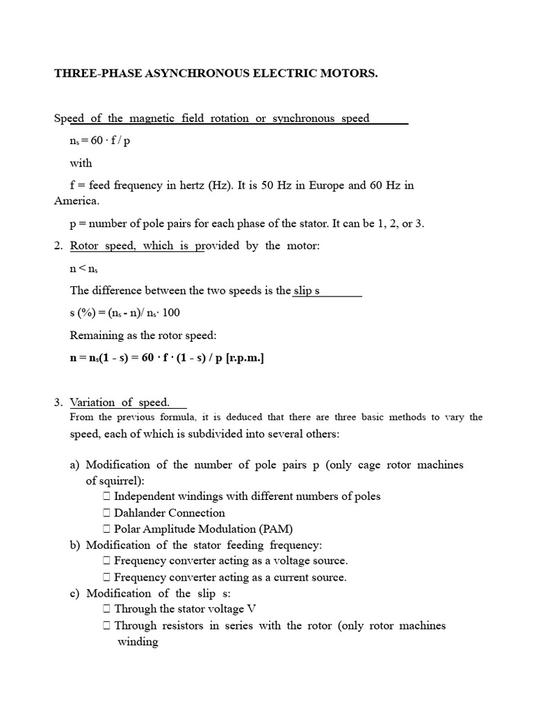Three-Phase Asynchronous Motor Basics | PDF