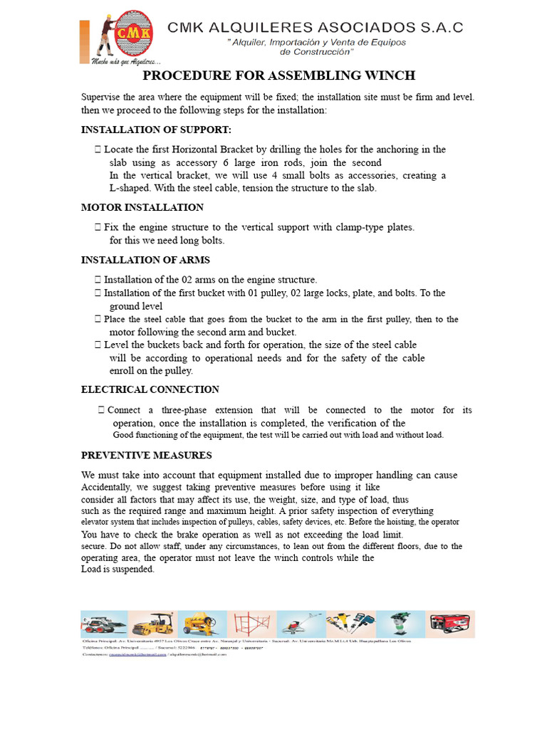 Winch Assembly Installation Guide | PDF