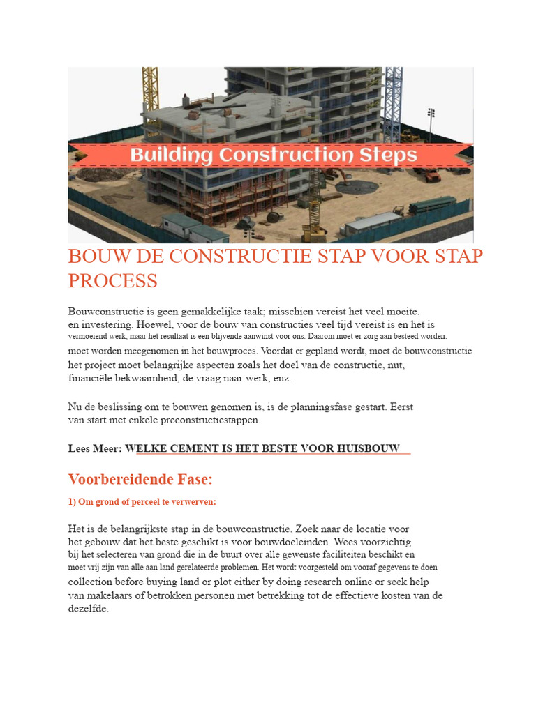 Bouwconstructie Stap Voor Stap Proces | PDF