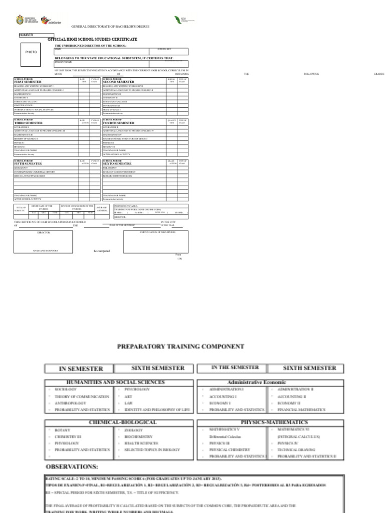 High School Studies Certificate Template | PDF | Science