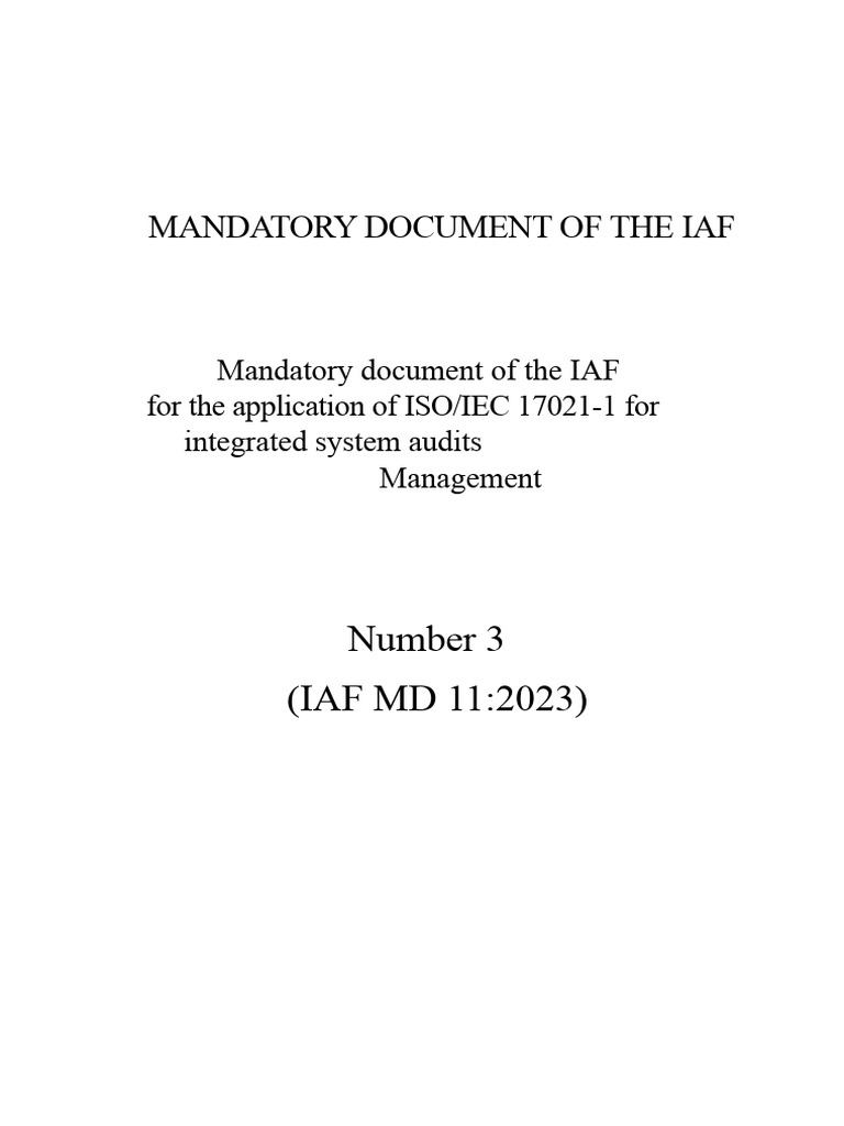 IAF Mandatory Document for ISO/IEC 17021-1 | PDF | Audit | Business