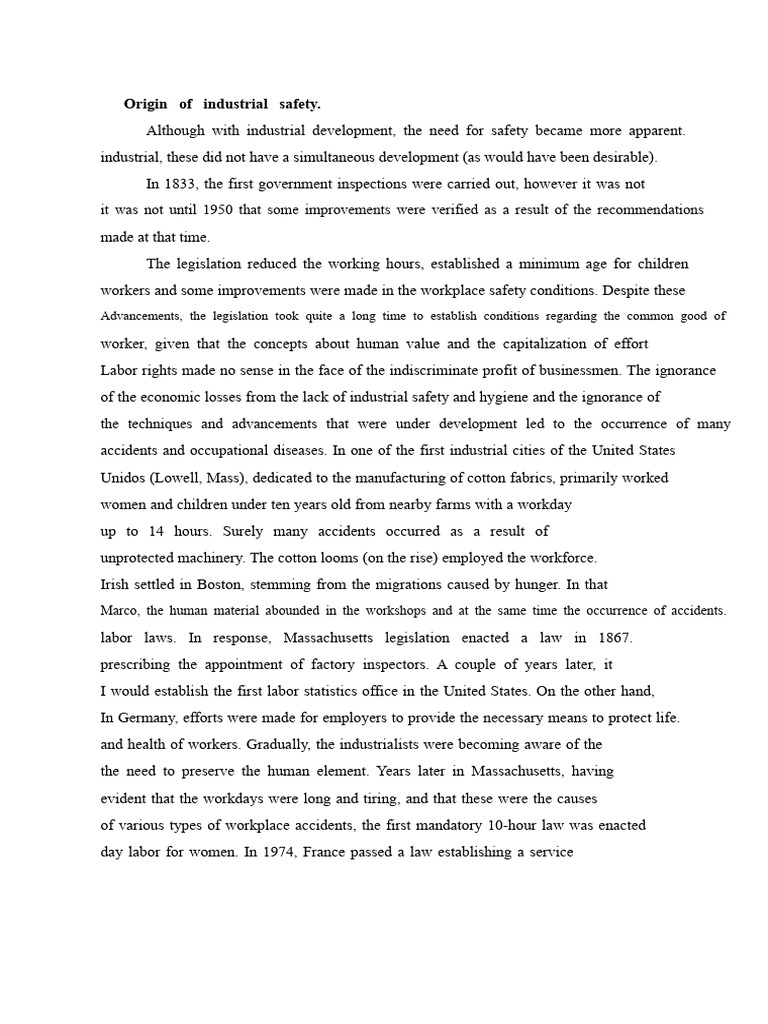 History and Importance of Industrial Safety | PDF | Occupational Safety ...