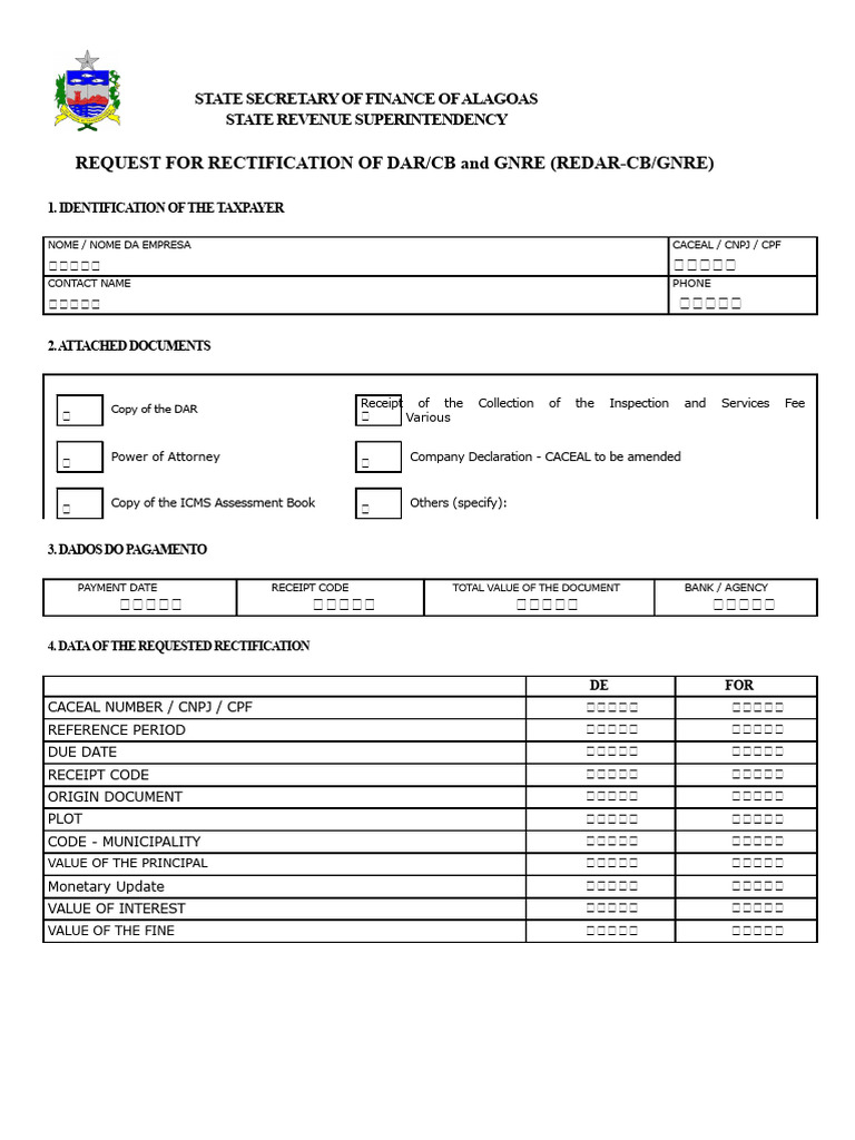 Correction Form For DAR-CB and GNRE | PDF | Identity Document