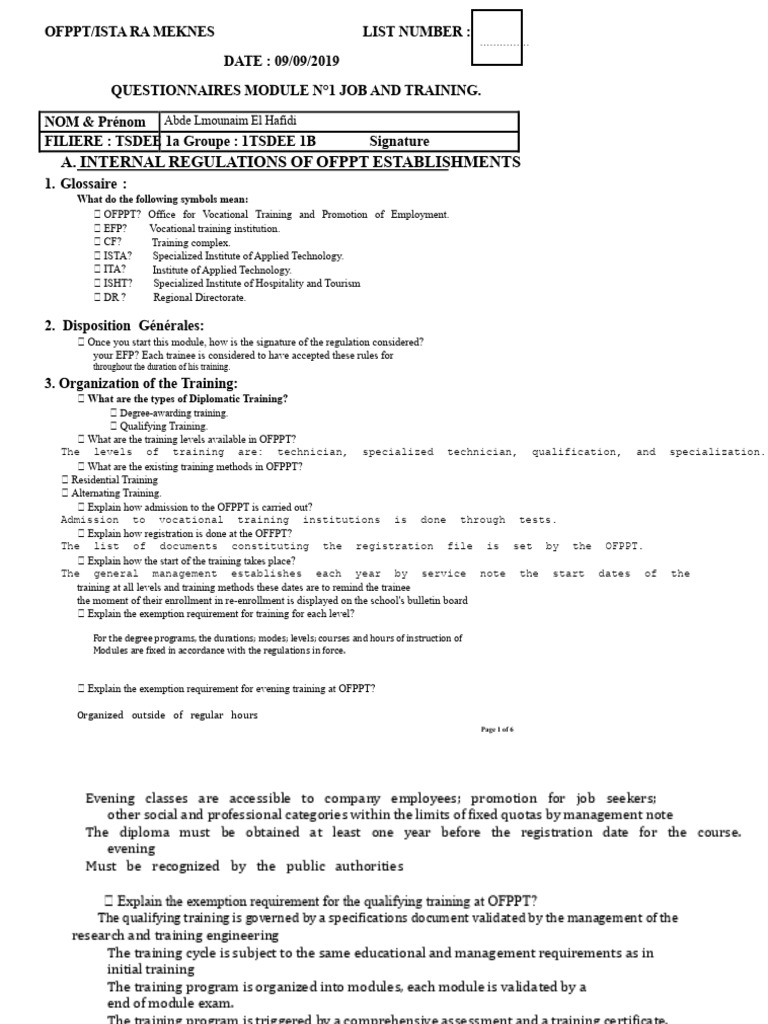 Question/Answer: Job and Training Course For TSGE | PDF | Academic Degree