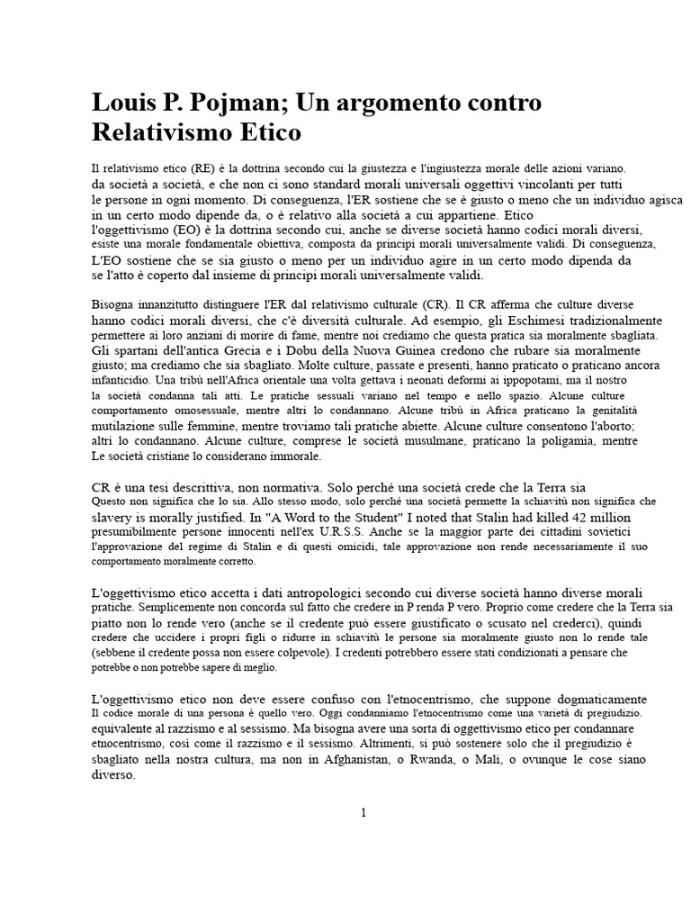 Pojman Moral Objectivism PDF | PDF