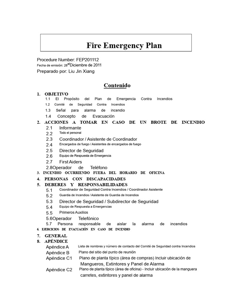 Plan de Emergencia Por Incendio | PDF | Seguridad Pública | Incendios