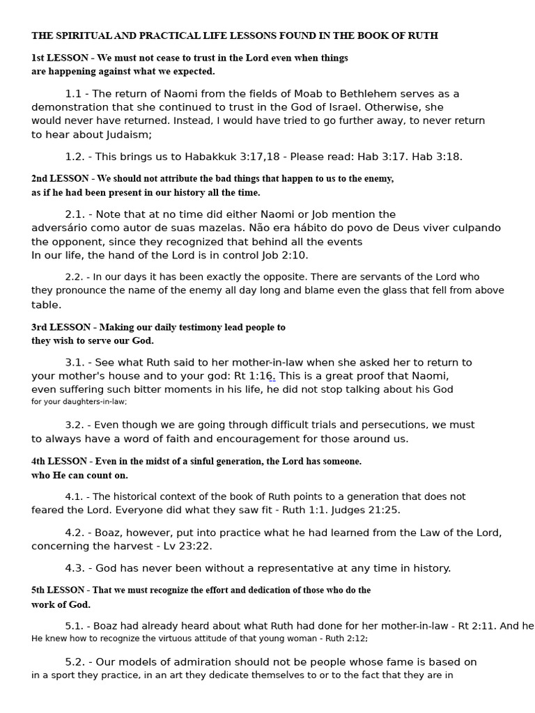 Life Lessons from the Book of Ruth | PDF | Ruth (Biblical Figure ...