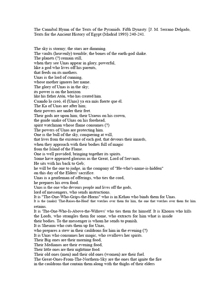 Unas: The Cannibal Hymn Explained | PDF