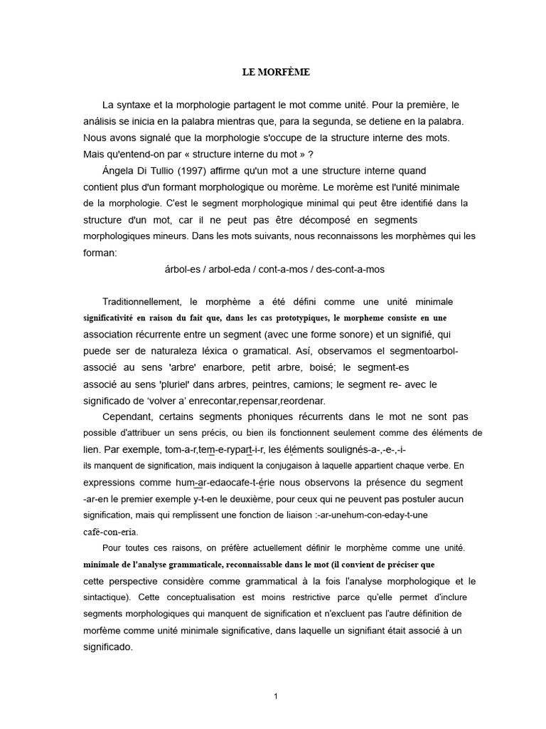 Comprendre le morphème et ses types | PDF | Nombre grammatical ...