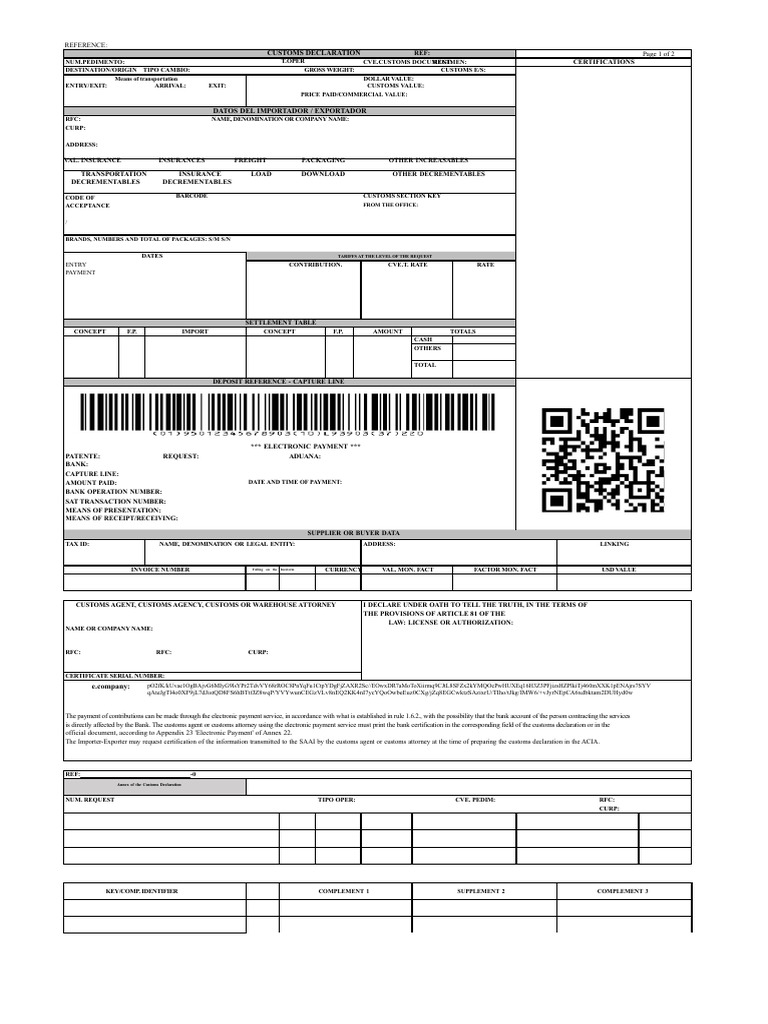Customs Declaration Document Template | PDF | Customs | Receipt