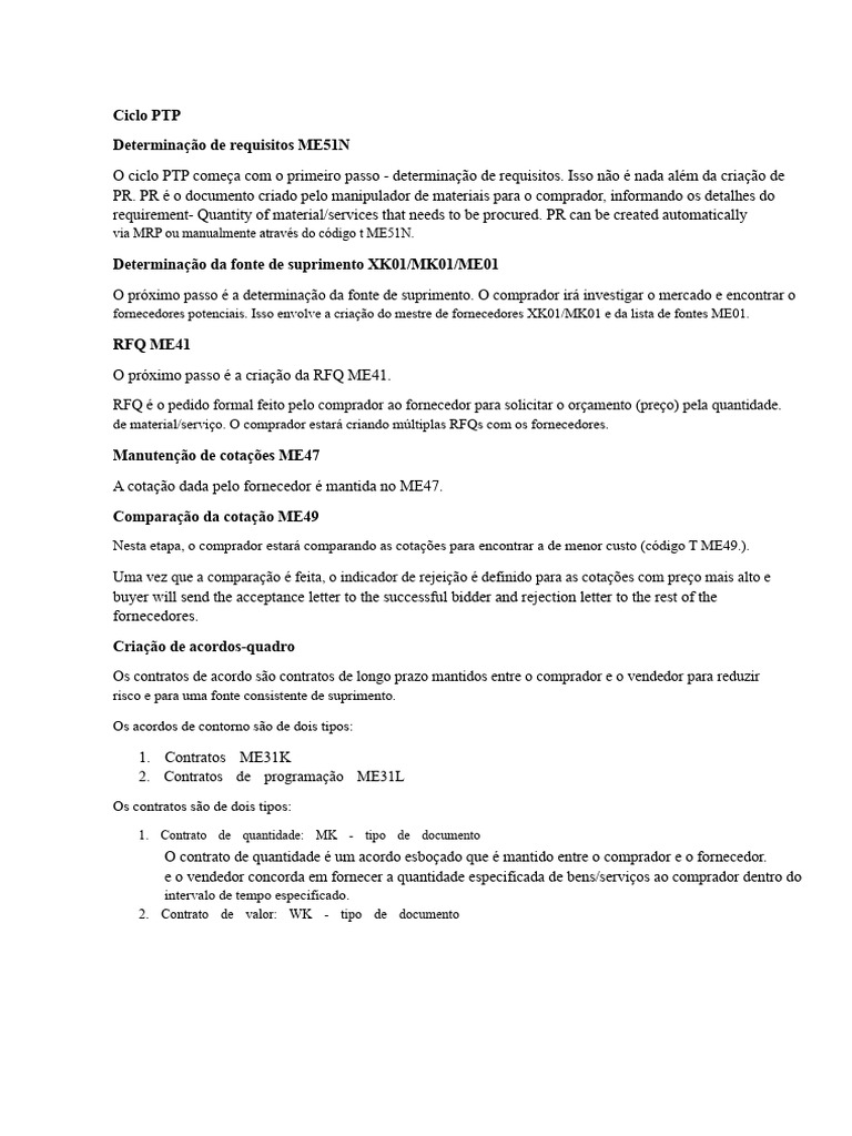 Processo PTP Explicado em Detalhes No SAP | PDF