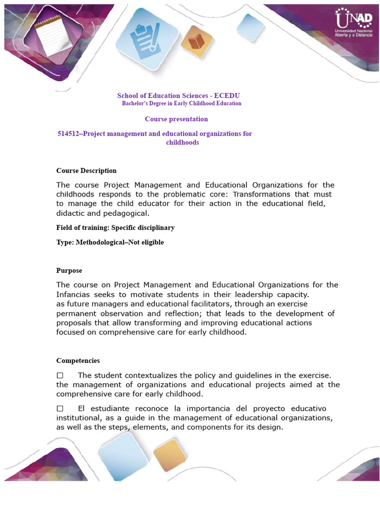 Presentation of The Course Project Management and Educational ...