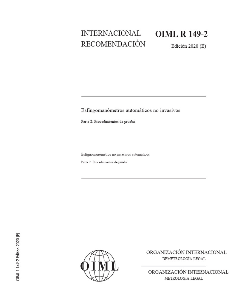 OIML R 149-2: Internacional Recomendación | PDF | Presión sanguínea ...