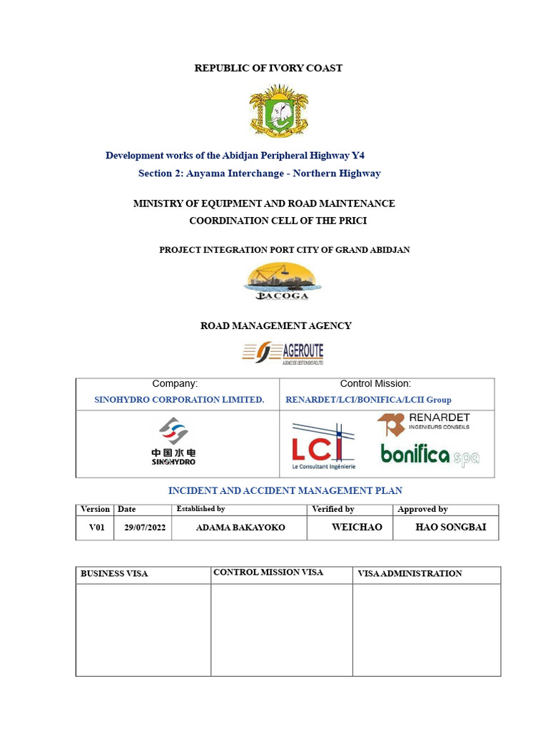 Ivory Coast Highway Incident Management Plan | PDF | Emergency ...
