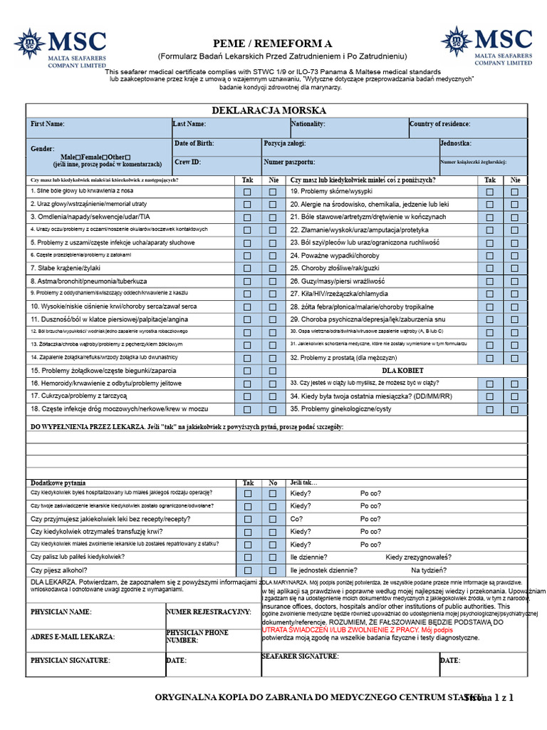 Peme Reme Form A | PDF
