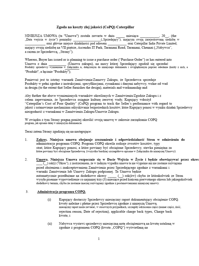 Umowa COPQ | PDF