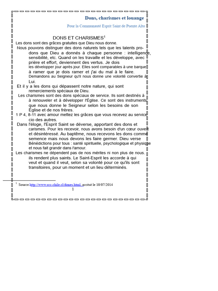 Dons et charismes de l'Esprit Saint | PDF | Saint-Esprit | Dieu