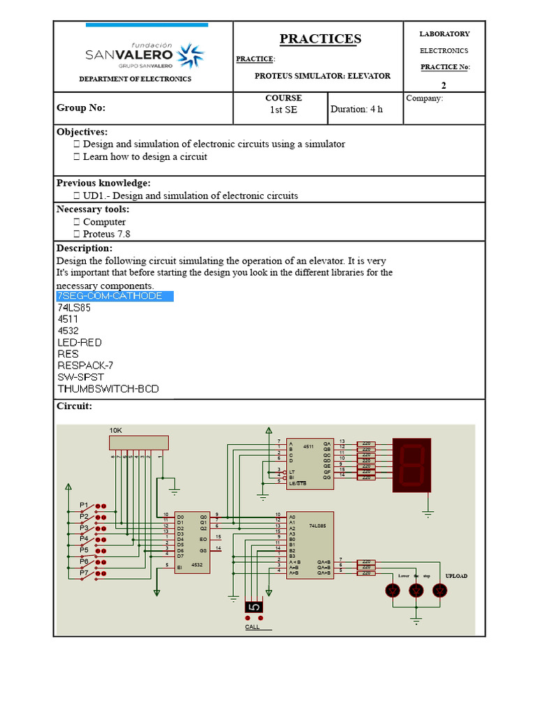 Elevator Circuit Design in Proteus | PDF