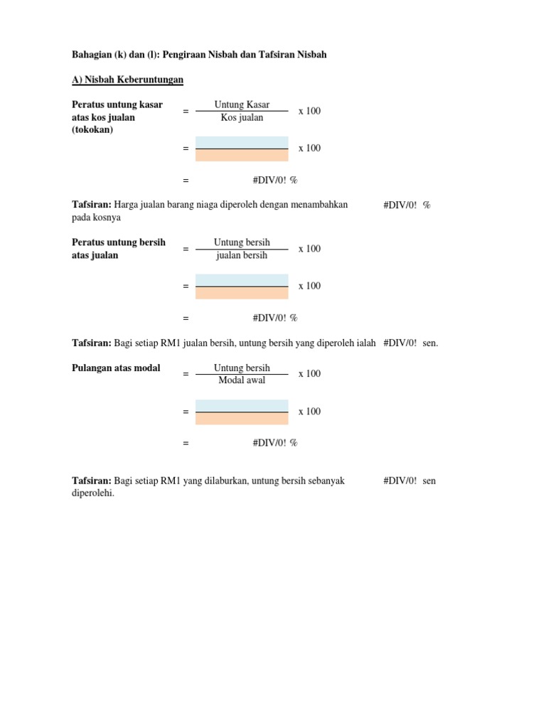 Tafsiran Dan Analisis Nisbah Excel