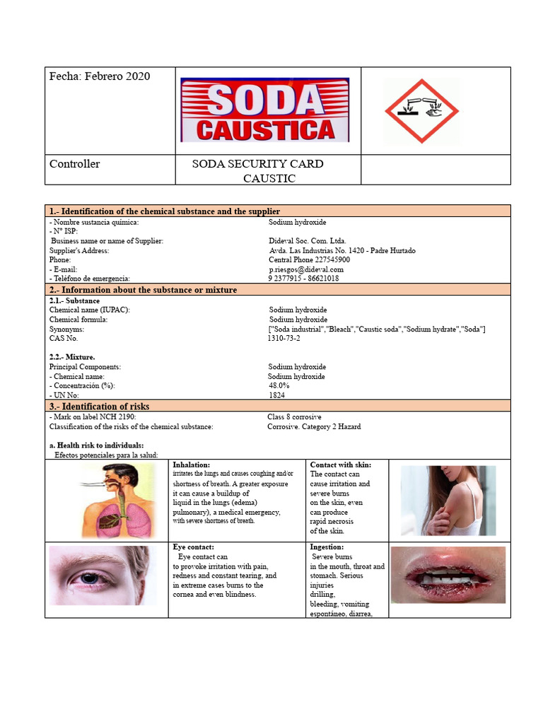 Safety Data Sheet Sodium Hydroxide | PDF | Sodium Hydroxide | Water