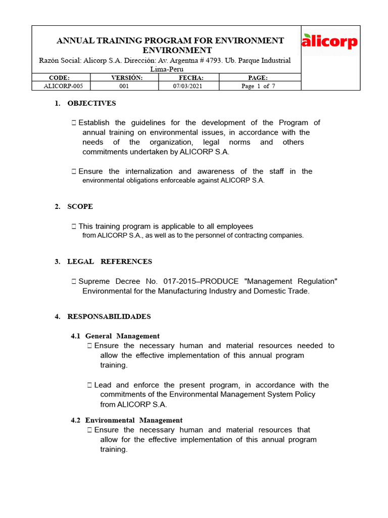 06.TRAINING PROGRAMS | PDF | Environmental Resource Management | Business