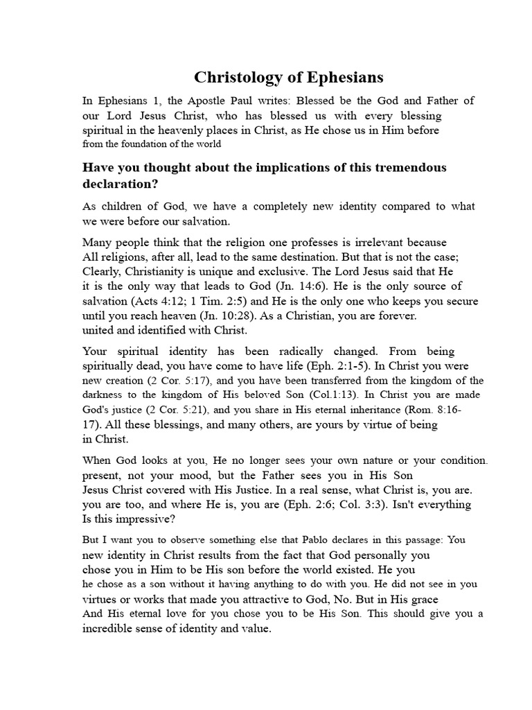 Understanding Christ's Identity in Ephesians | PDF | Jesus | Christology
