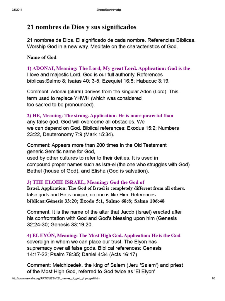 21 Names of God and Their Meanings | PDF | Names Of God In Judaism ...