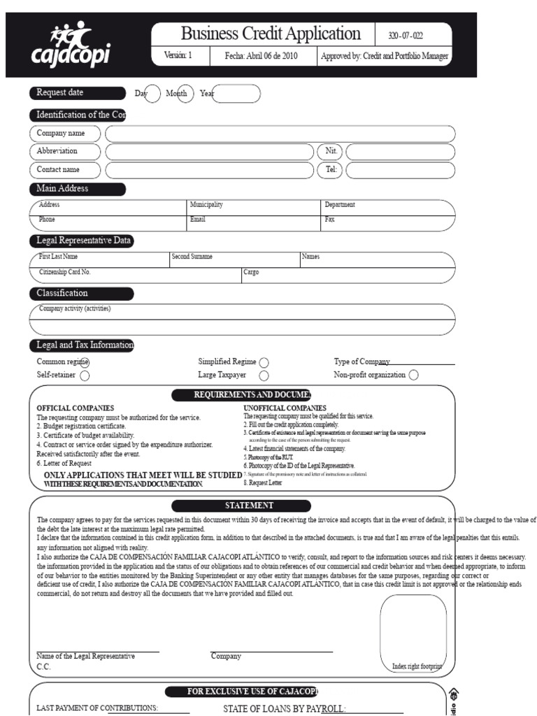 Business Credit Application | PDF | Credit | Finance & Money Management