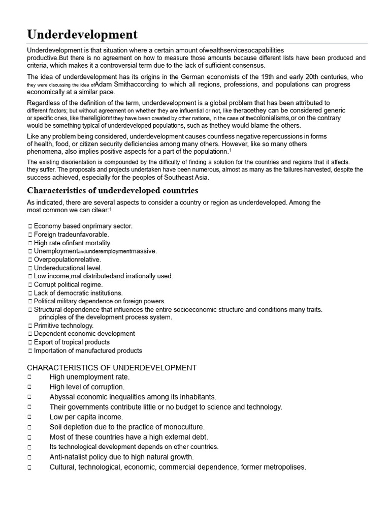 Understanding Underdevelopment Factors | PDF | Developing Country ...