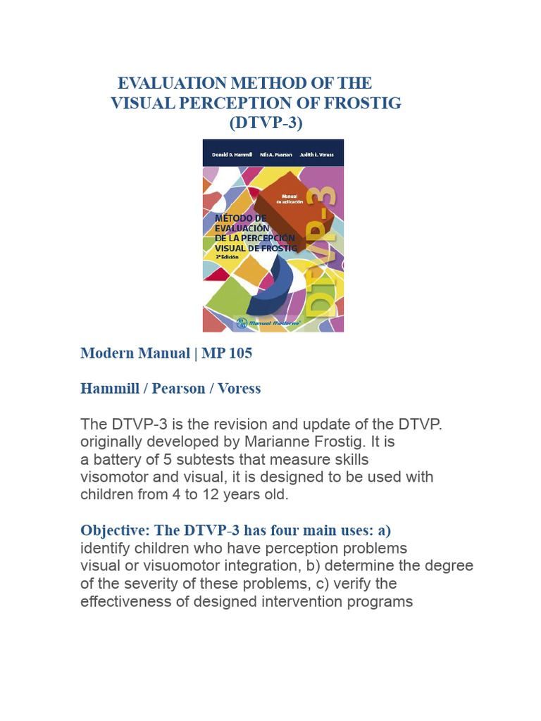 DTVP-3 Visual Perception Evaluation Guide | PDF