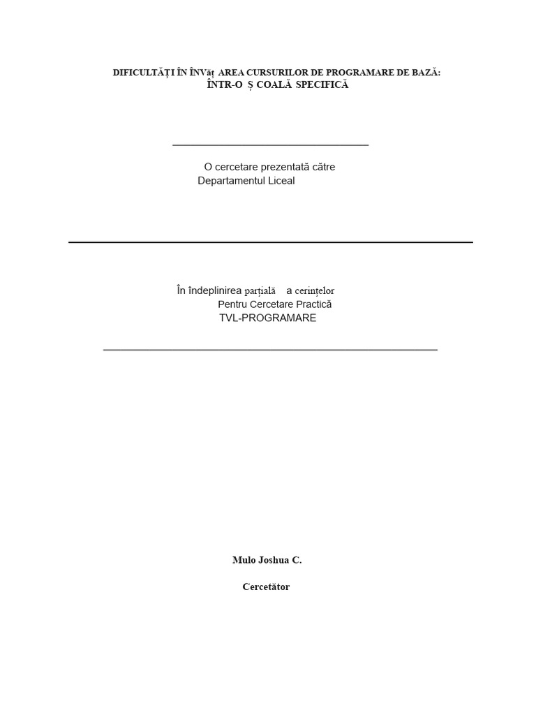 Clasa A 11-A Programare Cercetare PDF | PDF