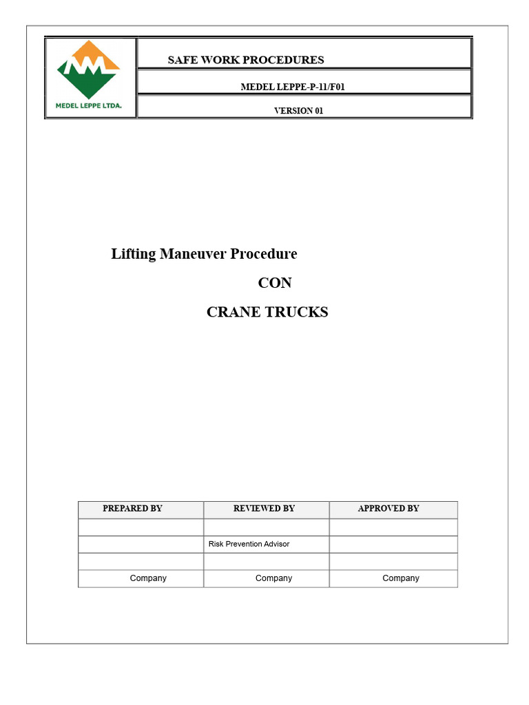 Crane Truck Lifting Safety Procedures | PDF | Crane (Machine ...