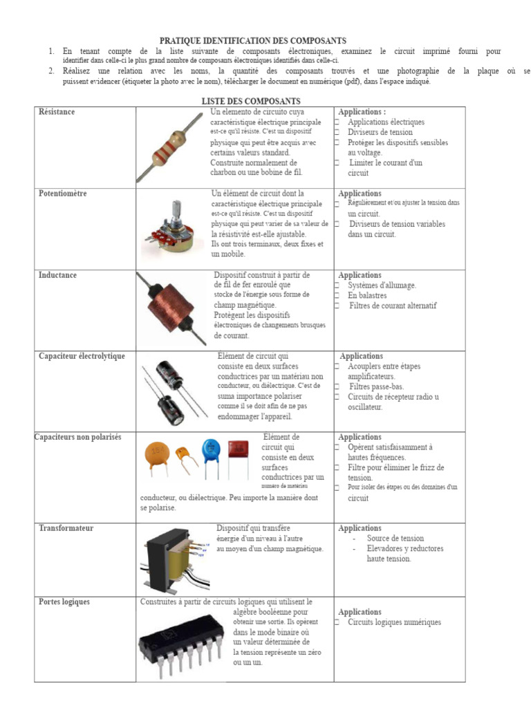 Identification des Composants Électroniques | PDF | Amplificateur ...