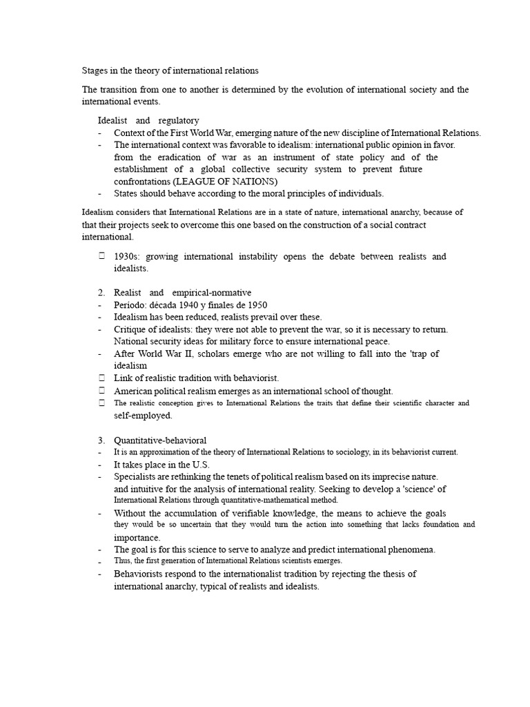 Evolution of International Relations Theory | PDF | Science ...