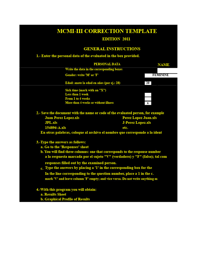 MCMI-III Correction Template Guide | PDF | Mental Disorder | Thought
