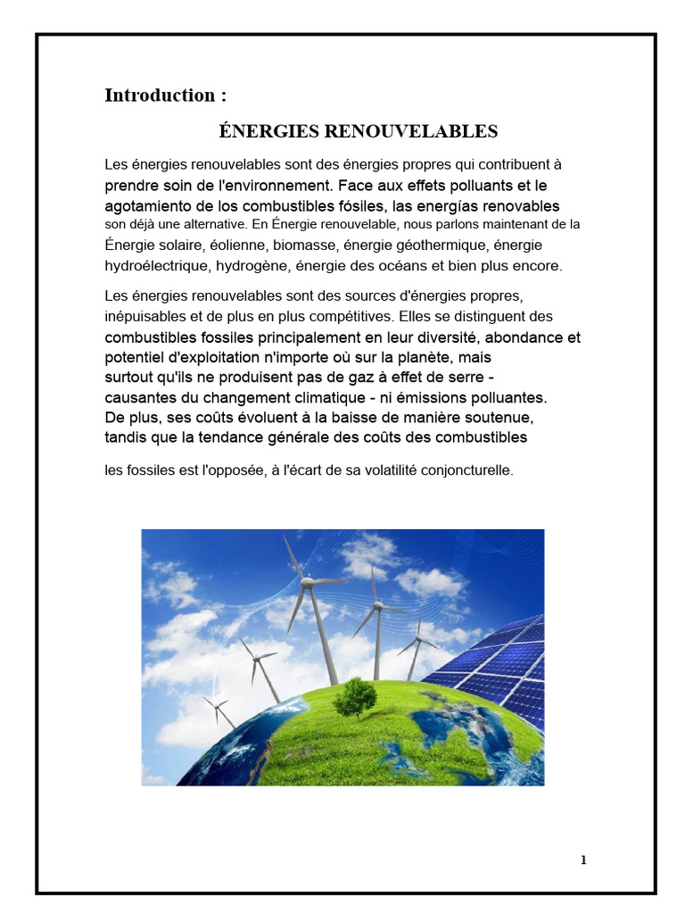 Énergies Renouvelables : Types et Avantages | PDF | Économie ...