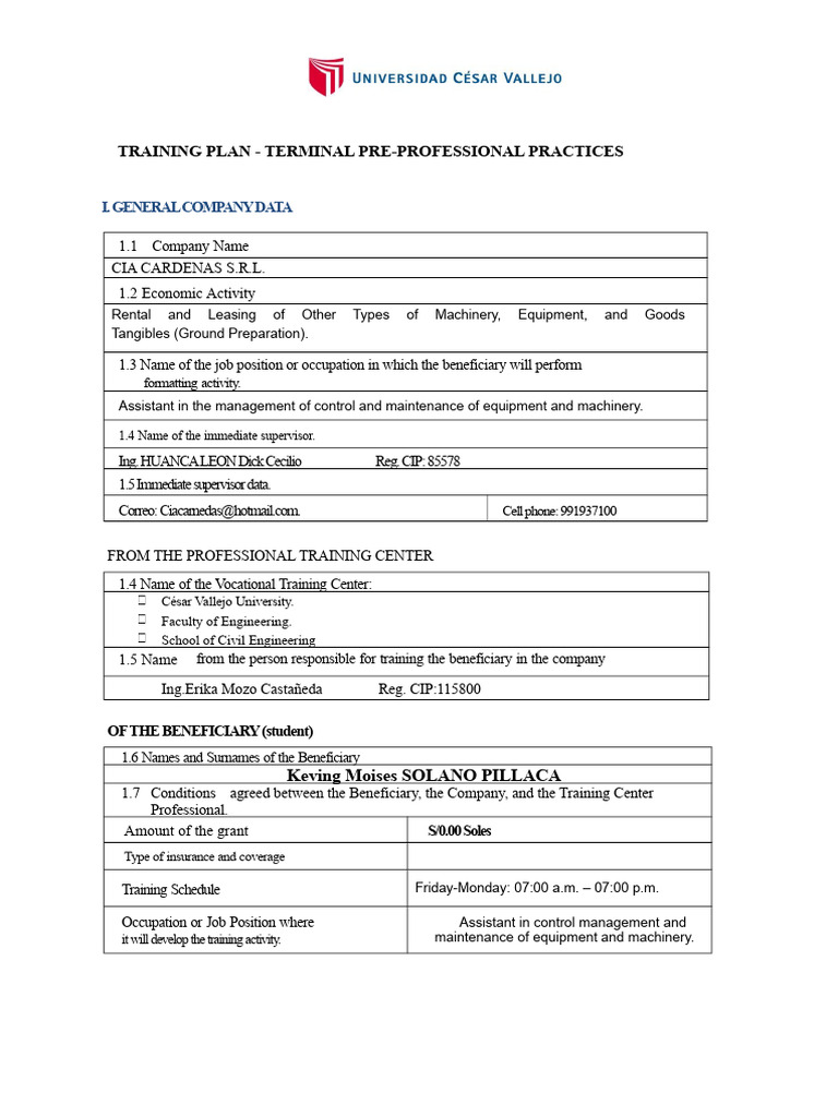 Training Plan for Equipment Management Assistant | PDF | Creativity