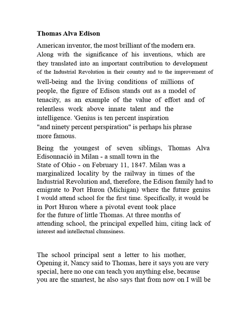 Thomas Edison: The Relentless Inventor | PDF