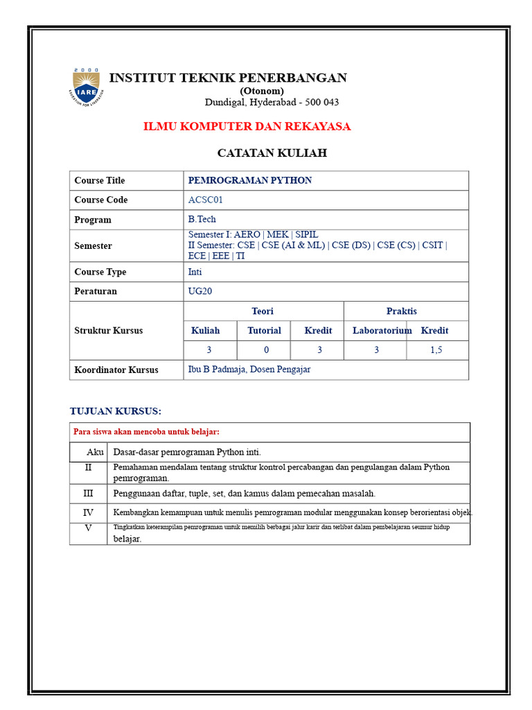 Dasar Pemrograman Python untuk Mahasiswa | PDF