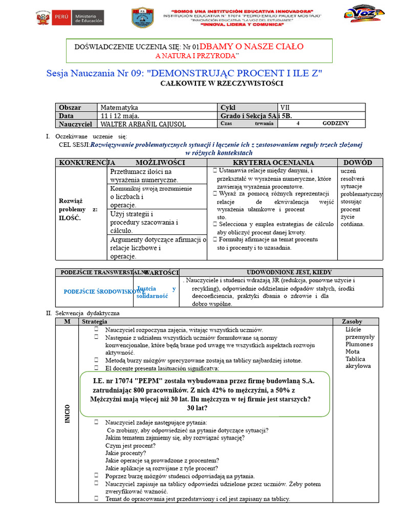 Sesja 9 Procent I Ile Procent 5º A, B I C | PDF