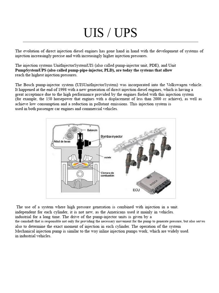 The Injection Systems UIS UPS PDF | PDF | Fuel Injection | Diesel Engine