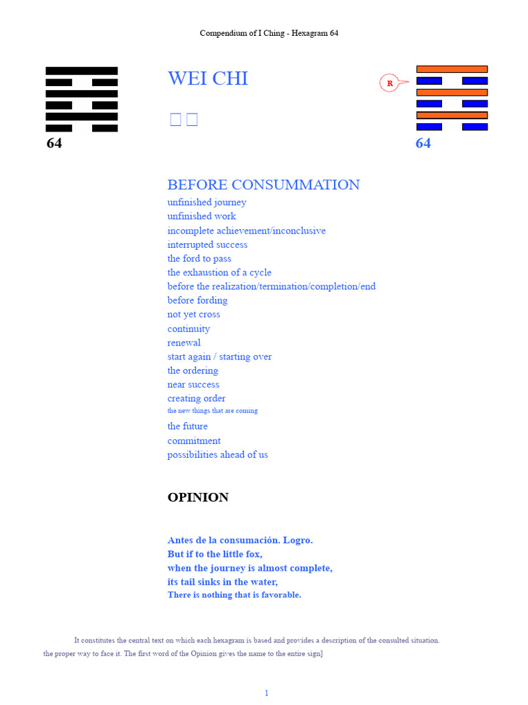 Hexagram 64 - Wei Chi (Before Completion) | PDF