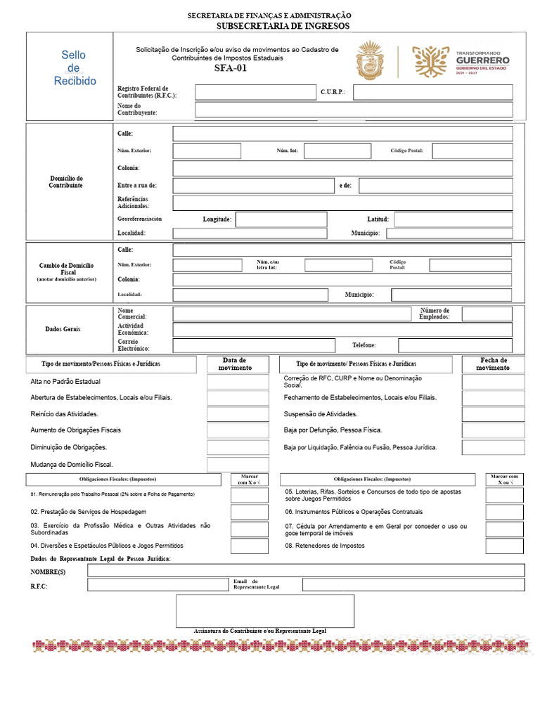 Formato Sfa-01 PDF | PDF | Impostos