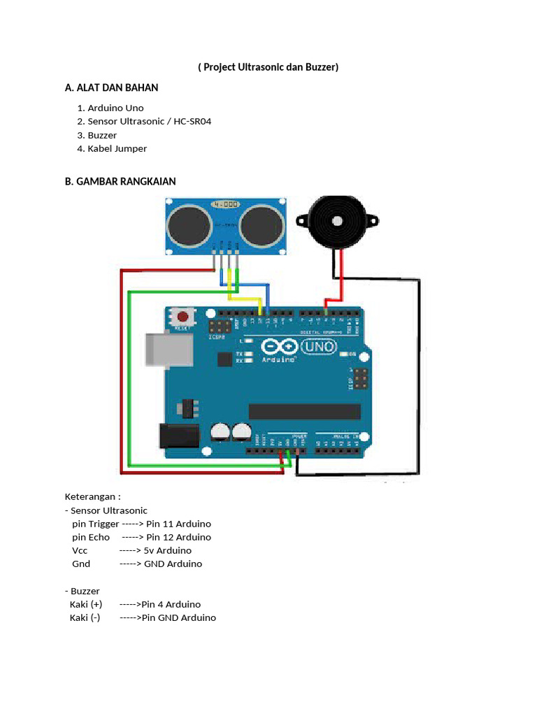 Ultrasonic Sensor and Buzzer Project | PDF