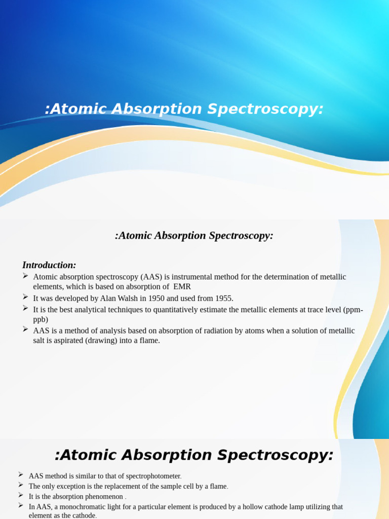 Overview of Atomic Absorption Spectroscopy | PDF | Atomic Absorption ...
